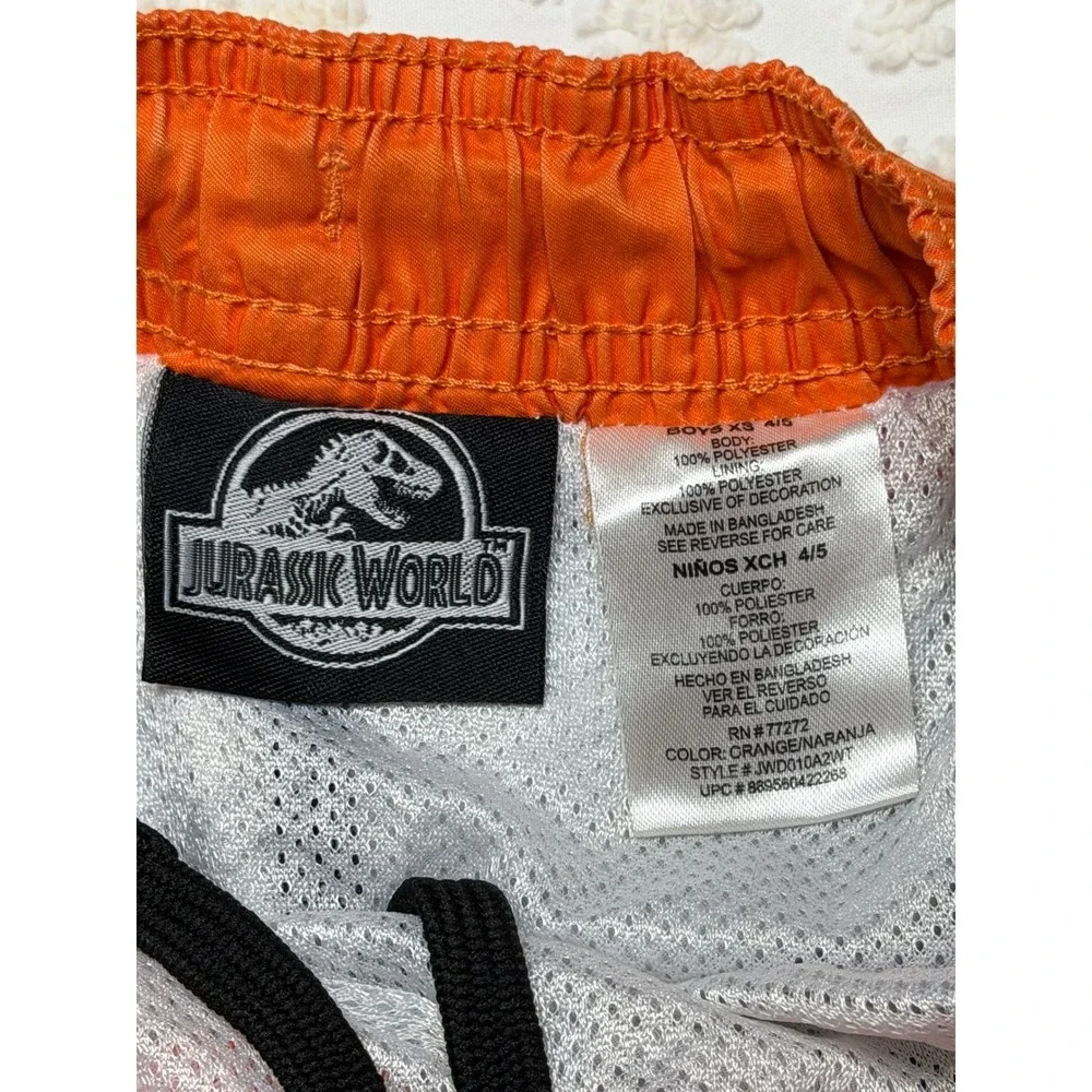 Jurassic World Dinosaur Graphic Swim Trunks Orange Multi XS 4/5 Boys‎ Swimwear